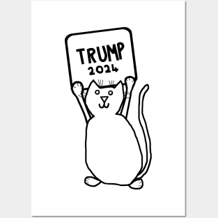 Cute Cat and Trump 2024 Sign Posters and Art